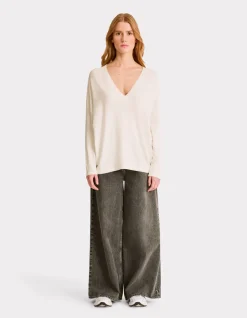 Celio Pull ample col V en viscose Ecovero - écru^Femme Pulls