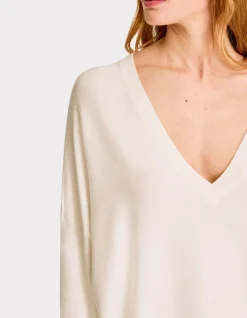 Celio Pull ample col V en viscose Ecovero - écru^Femme Pulls