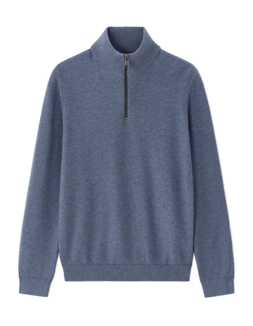 Celio Pull col camionneur 100% coton - bleu moyen^Homme Pulls