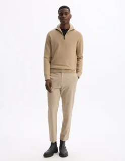 Celio Pull col camionneur slim 100% coton - beige^Homme Pulls