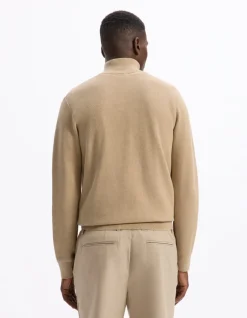Celio Pull col camionneur slim 100% coton - beige^Homme Pulls