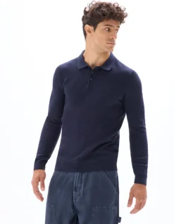 Celio Pull col polo slim 100% coton - marine^Homme Pulls