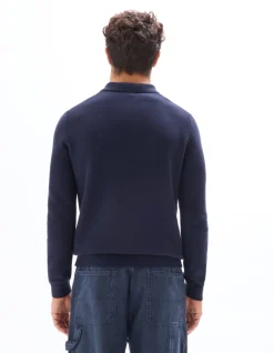 Celio Pull col polo slim 100% coton - marine^Homme Pulls