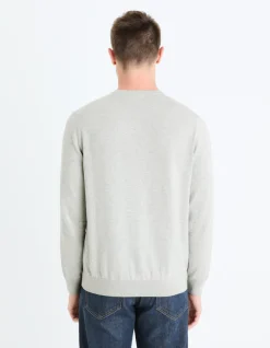 Celio Pull col rond 100% coton - gris chiné^Homme Pulls