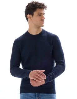Celio Pull col rond 100% coton - marine^Homme Pulls