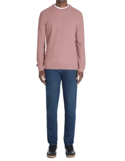 Celio Pull col rond 100% coton - vieux rose^Homme Pulls