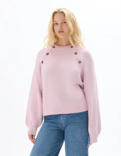Celio Pull col rond avec boutons décoratifs - rose^Femme Pulls