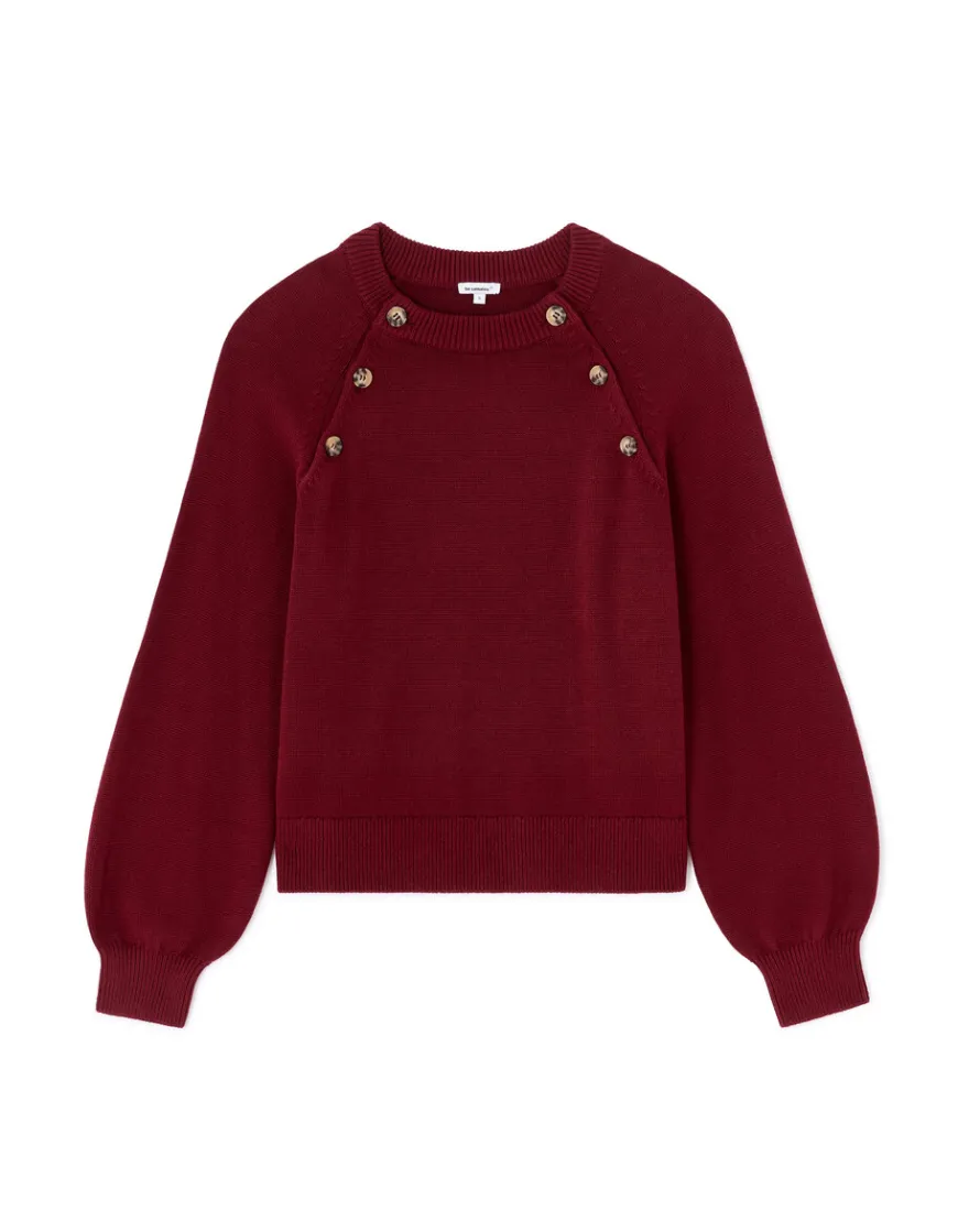 Celio pull col rond avec boutons décoratifs - rouge^Femme Pulls