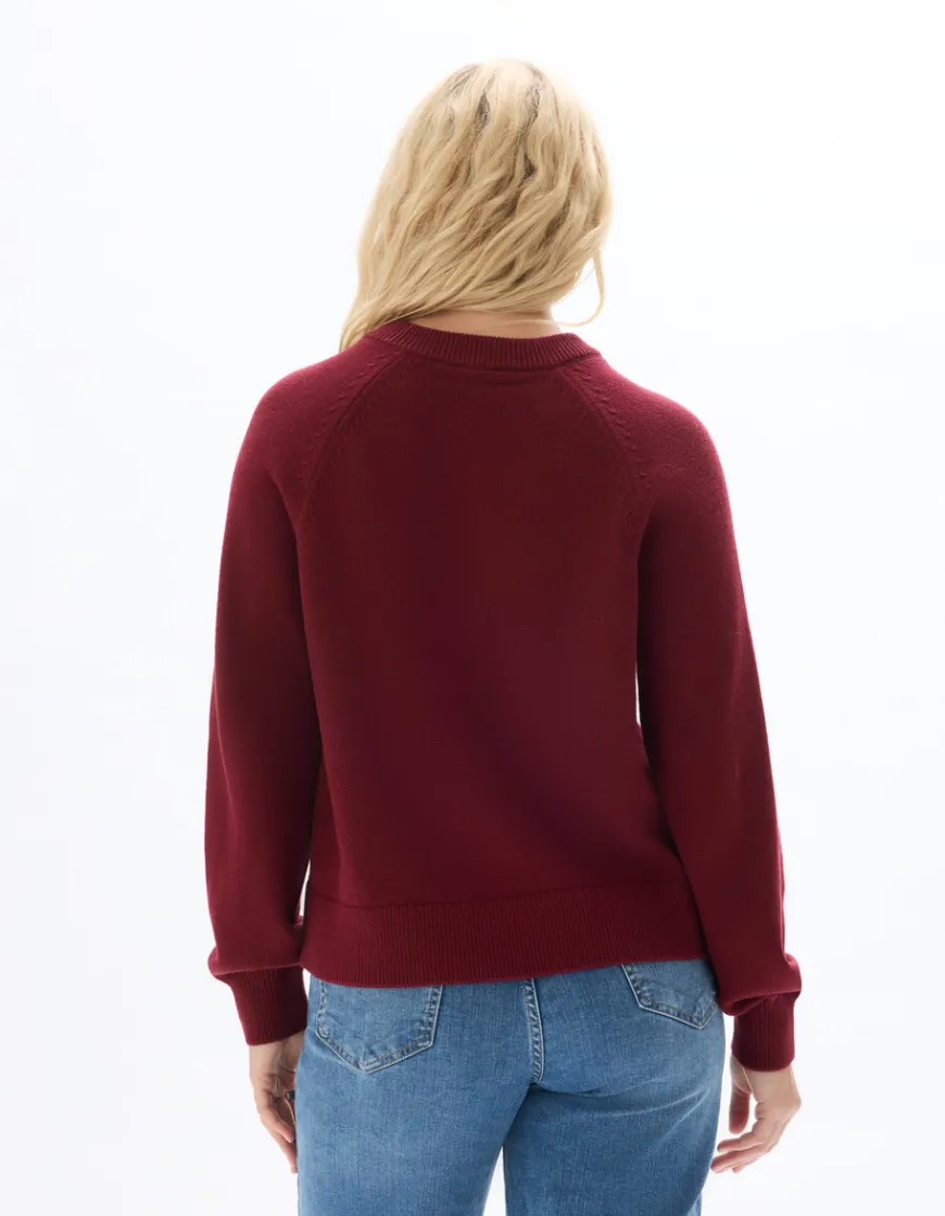 Celio pull col rond avec boutons décoratifs - rouge^Femme Pulls