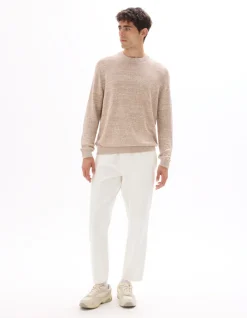 Celio Pull col rond en lin mélangé bicolor - beige^Homme Pulls|Sélection Lin