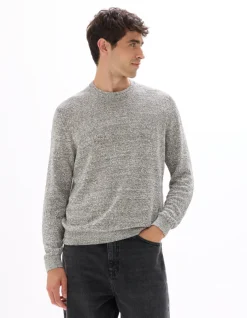 Celio Pull col rond en lin mélangé bicolor - noir^Homme Pulls|Sélection Lin