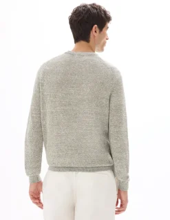 Celio Pull col rond en lin mélangé bicolor - vert de gris^Homme Pulls|Sélection Lin