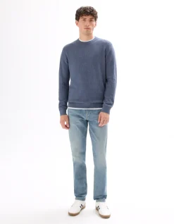 Celio Pull col rond en meille chevrons 100 % coton - anthracite^Homme Pulls