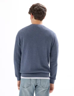 Celio Pull col rond en meille chevrons 100 % coton - anthracite^Homme Pulls