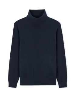 Celio Pull col roulé 100% coton - marine^Homme Pulls