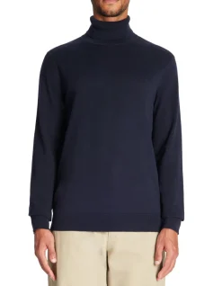 Celio Pull col roulé 100% coton - marine^Homme Pulls