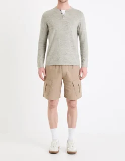 Celio Pull col tunisien coton mélangé - gris^Homme Pulls
