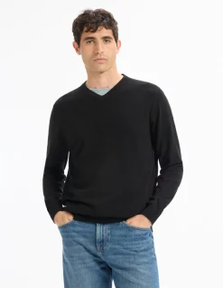 Celio Pull col V 100% coton -^Homme Pulls