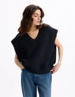Celio Pull col V coton polyester -^Femme Pulls