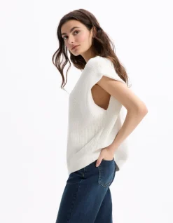 Celio Pull col V sans manches - écru^Femme Pulls