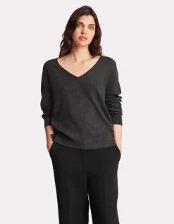 Celio Pull doux à col v - gris^Femme Pulls