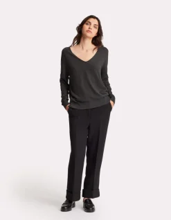 Celio Pull doux à col v - gris^Femme Pulls