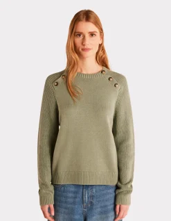 Celio Pull en coton chaud col rond - vert^Femme Pulls