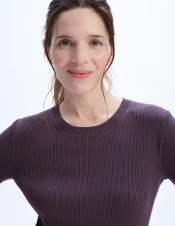 Celio Pull en maille côtelée - violet^Femme Pulls|Les Ensembles