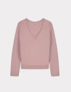 Celio Pull en maille fine col V - rose^Femme Pulls