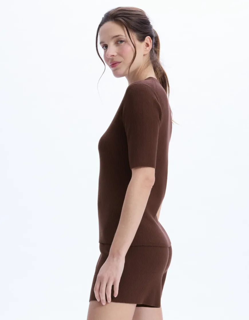 Celio Pull ensemble en maille côtelée - bordeaux^Femme Pulls|Les Ensembles