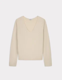 Celio Pull fluide col V en viscose Ecovero - beige^Femme Pulls
