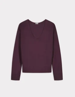 Celio Pull fluide col V en viscose Ecovero - violet^Femme Pulls
