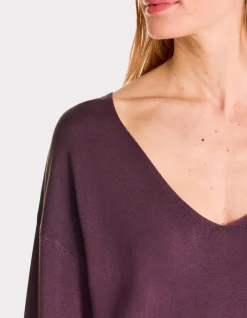 Celio Pull fluide col V en viscose Ecovero - violet^Femme Pulls
