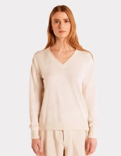 Celio Pull léger à col V - beige^Femme Pulls