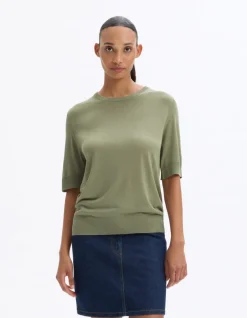 Celio Pull maille fine à manches courtes - vert^Femme Les Essentiels Aux Meilleurs Prix|Pulls