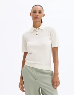 Celio Pull polo manches courtes en maille - écru^Femme Pulls