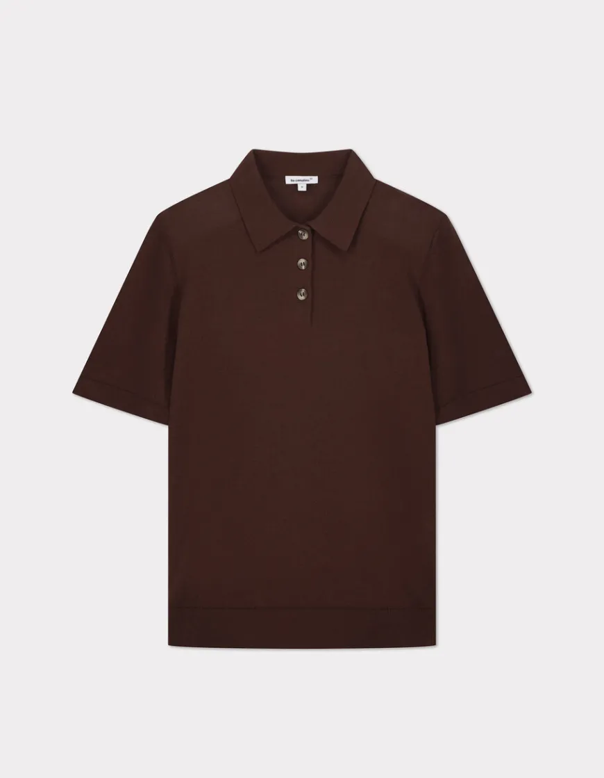 Celio Pull polo manches courtes en maille - marron^Femme Pulls