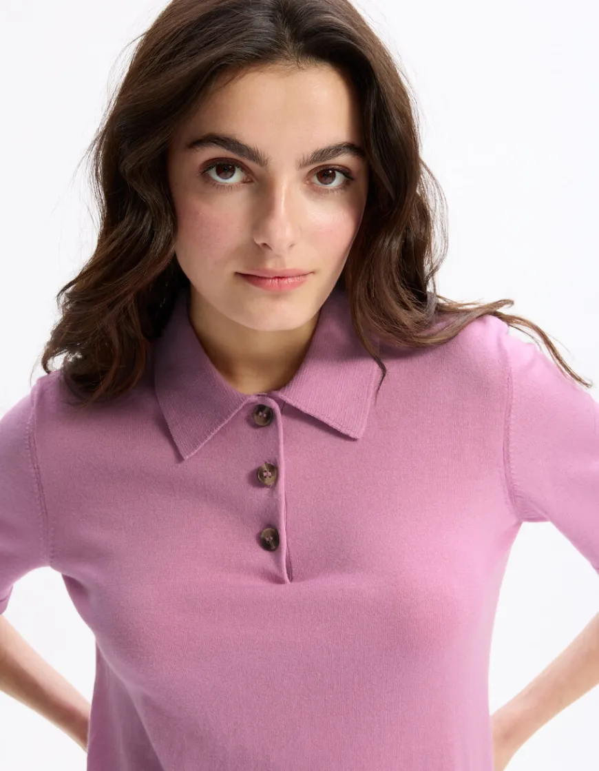 Celio Pull polo manches courtes en maille - rose^Femme Pulls