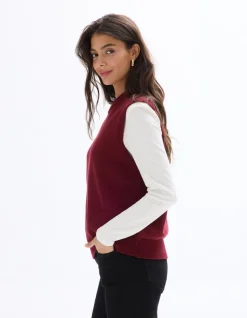 Celio Pull sans manches col rond - rouge^Femme Pulls