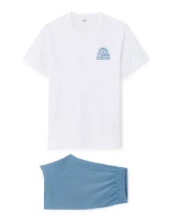Celio Pyjama long 100% coton - bleu^Homme Pyjamas
