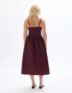 Celio Robe bi-matière - bordeaux^Femme Robes|Robes