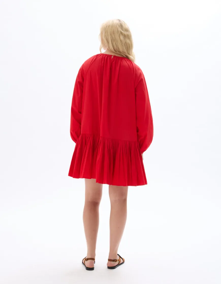 Celio Robe courte à volant - rouge^Femme Robes|Robes