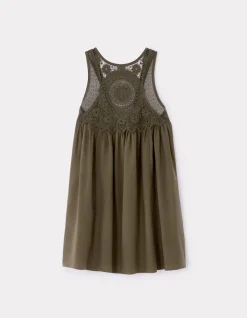 Celio Robe courte broderie sur le haut - kaki^Femme Robes|Robes