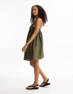 Celio Robe courte broderie sur le haut - kaki^Femme Robes|Robes
