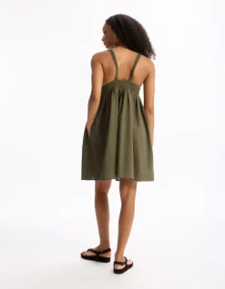 Celio Robe courte broderie sur le haut - kaki^Femme Robes|Robes