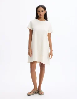 Celio Robe courte en coton - beige^Femme Les Essentiels Aux Meilleurs Prix|Robes