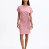 Celio Robe courte nouée en coton - rose^Femme Robes|Robes