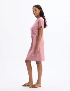 Celio Robe courte nouée en coton - rose^Femme Robes|Robes