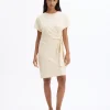 Celio Robe courte nouée en coton - beige^Femme Robes|Robes