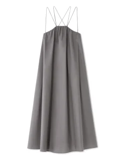 Celio Robe fluide longue à bretelles croisées - grise^Femme Robes|Robes